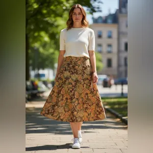 Vintage Floral Brown Maxi Skirt LizSport Size 4 thumbnail 5