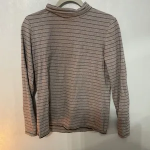 Eddie Bauer Womens Top Mock Neck Striped Long Sleeve Brown Black Size Large thumbnail 4
