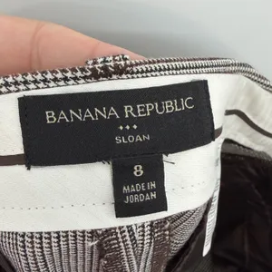 Banana Republic Sloan Slim Fit Plaid‎ Dress Pants Brown Tan Glen Check 8 Office thumbnail 4