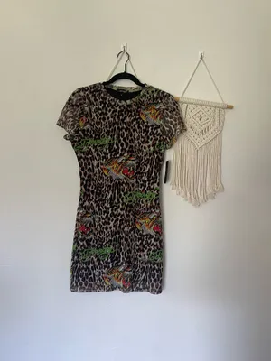 Ed Hardy Mesh Cheetah Print Shirt Dress thumbnail 2