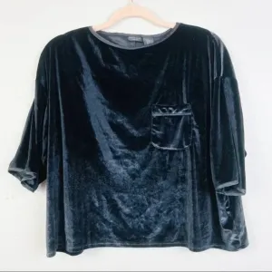 TAHARI Black Velvet Short Sleeve Lounge Top Size Small‎ thumbnail 5