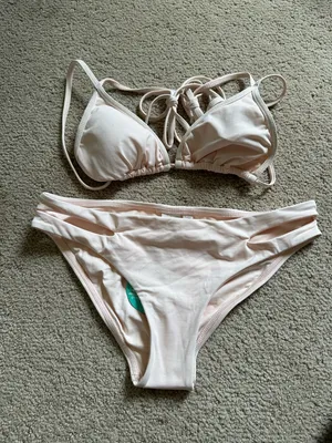 NWT L*Space triangle bikini set light pink thumbnail 2