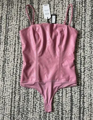 Express Barbie Pink Leather Bodysuit thumbnail 1