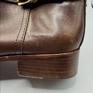Tory Burch Marlene Riding Boots Brown Leather 9M Gold Buckle Equestrian Tall thumbnail 15