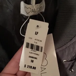 NEW LF Stores Charcoal Gray Bomber Jacket thumbnail 6