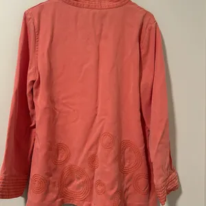 Womens J.JILL Mandarin Collar Jacket Salmon Color Tencell Embroidered SZ Medium thumbnail 3