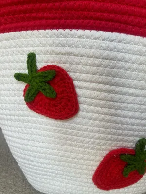 Sunglow Style Strawberry Woven Crochet White Rope Tote Bag Summer Beach Picnic thumbnail 3