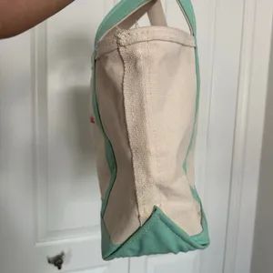 Vintage LL Bean canvas tote teal embroidered chaotic thumbnail 7