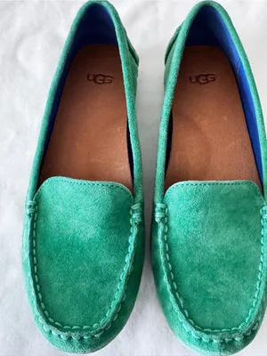 UGG Bright Green Suede Slip-On Loafers thumbnail 15