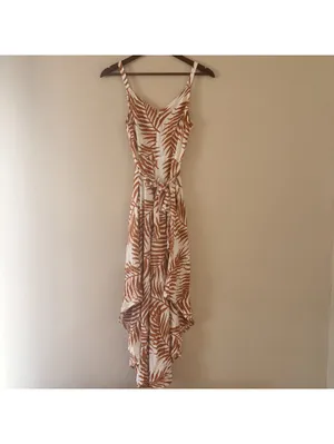 MSK Tropical Palm Print Handkerchief Hem Midi Dress - Size Medium thumbnail 3