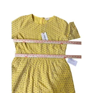 Orange Creek Los Angeles Dress Womens L NEW Yellow Black Polka Dot Modest thumbnail 10