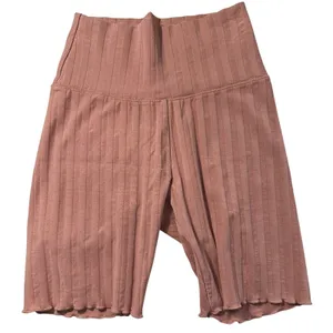 OFFLINE by Aerie‎ Ribbed High Waisted Biker Shorts Pink Lettuce Edge S 0785-3234 thumbnail 1