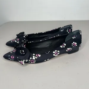 Tory Burch Black Rosalind Bow Floral Pointed Ballet Flats Size 5 thumbnail 6