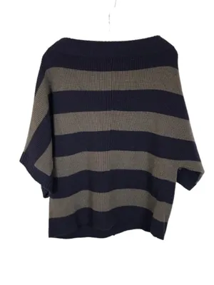 Tory Burch Size Medium 100% Wool Oversized Wool Short Sleeve Striped Sweater thumbnail 4