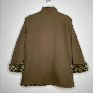 Vintage 2000s J.Jill Brown Faux Fur Lined Coat Jacket Size L thumbnail 3