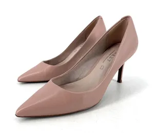Next Pointed Toe Pumps Womens 38 Leather Stiletto‎ Heels Office Siren Neutral thumbnail 1