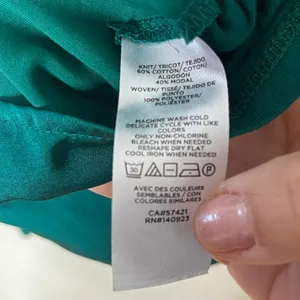 Loft Green Puff Sleeve Tie Neck Cotton Modal Blouse Womens‎ Medium thumbnail 4