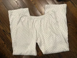 Brandy Melville White Straight-Leg Pants with Tiny Pink Floral Print thumbnail 4