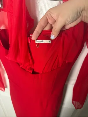 House of CB Yasmin Scarlet Plunge Midi Dress XS thumbnail 10