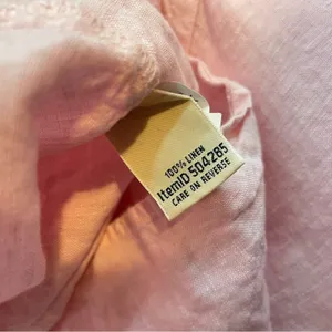 LL Bean Light Pink Premium Flax Linen Split Neck Tunic Top Shirt Blouse womens M thumbnail 12