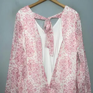 INC Babydoll Dress Size S Pink Floral Chiffon Coquette Feminine Romantic Sheer thumbnail 6