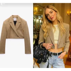 Zara | NEW Plaid Houndstooth Cropped Jacket XS European Chic Boxt‎ Office Fall thumbnail 4