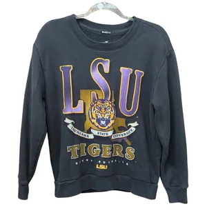 LSU Hollister Womens Sweatshirt Pullover Crewneck Size XS Blue 84 thumbnail 1