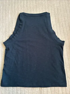 J. Crew organic slub, cotton, high neck tank top washed blue S thumbnail 6