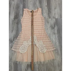 Ryu Anthropologie Peach Sequin Chevron Lace Tulle‎ Mini Dress Womens Large thumbnail 5