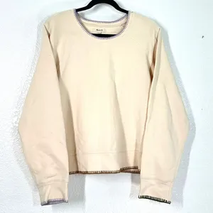 XL cream-colored Madewell Stitched Sweatshirt Top Sweater Long Cleave Pullover thumbnail 1