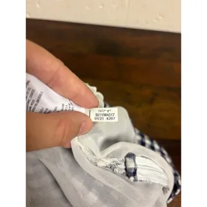American Eagle Gingham Mini Skirt Size Large | Blue & White Check Linen Blend thumbnail 4