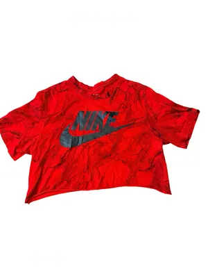 Nike Red & Black Marbled Crop Tee 🖤❤️ | M thumbnail 2