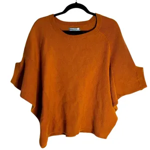 Anthropologie Vanessa Knit Poncho Sweater Rust‎ Medium Cozy Boho EUC thumbnail 2