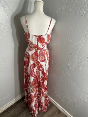 Express Pink & Orange Paisley Cutout Maxi Dress thumbnail 5