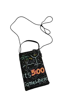 ITS 5 O’CLOCK SOMEWHERE Beaded Mini Crossbody Bag Black thumbnail 4