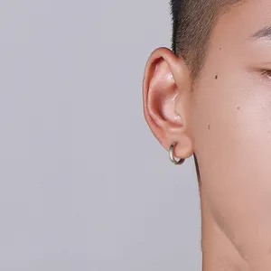Small silver hoop earrings for men women streetwear unisex style thumbnail 4