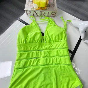 💚 Neon Lime Green Mesh Crochet One-Piece Swimsuit - Size L💚 thumbnail 11