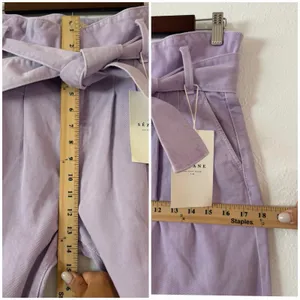 Sézane Paperbag Waist Belted Organic Cotton Tapered Pants Lilac FR34 US2 NWT thumbnail 4