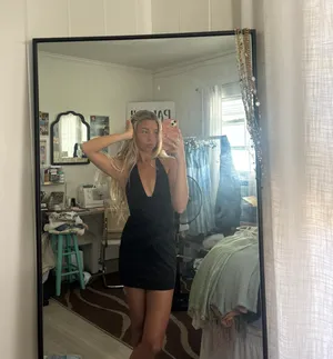 Black Dress V Neck Halter thumbnail 2