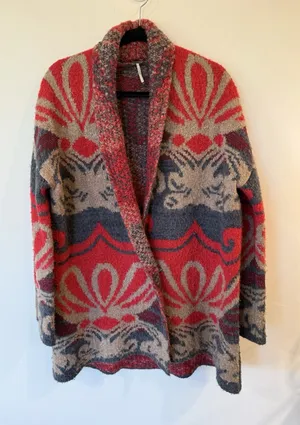 Free People Winters Day Bliss Boucle Blanket Sweater Cardigan Women S Oversized thumbnail 1