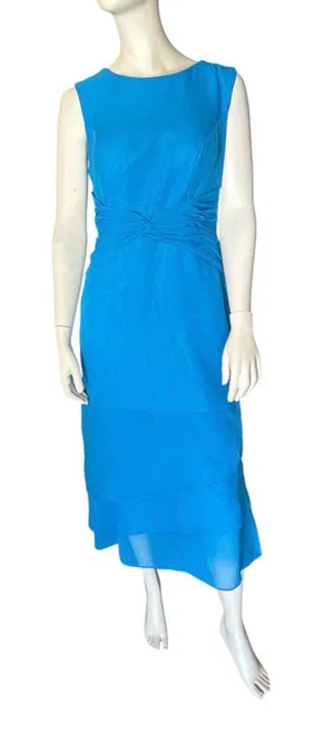 Gown Gallery Sleeveless Midi Dress with Gathered Waist Blue Size 10 NWT thumbnail 1