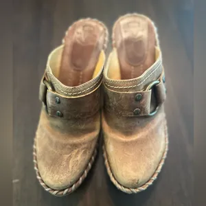 Frye Charlotte Leather‎ Harness Ring Mule Clogs Brown Size 6.5M thumbnail 5