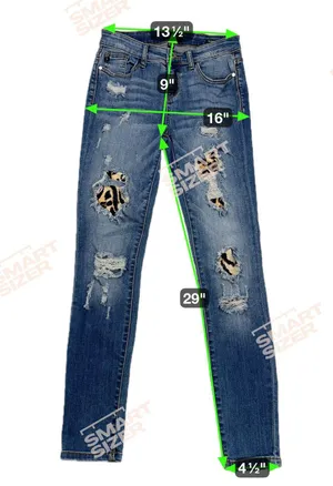 Judy Blue Mid Rise Skinny Fit Distressed Jeans Leopard Insets 8265MD Size 5/27 thumbnail 4