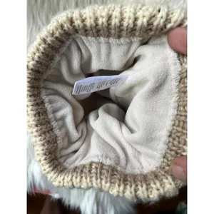 Ariat Women's Cream Knit Beanie Hat with Faux Fur Pom Pom thumbnail 5