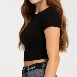 Bozzolo Women's Size Large Ribbed Crop Top T-Shirt Black Crewneck Short Sleeve thumbnail 3