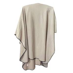 Denim & Company tan herringbone open poncho cape. Boho festival thumbnail 3