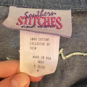 Vintage Southern Stitches Denim‎ Appliqué Embroidered Bomber Jacket Womens M USA thumbnail 5