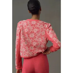 Anthropologie‎ NWT Dolan Pink & White Linen Cutwork Jacket Size M thumbnail 2