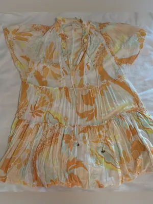 Olivaceous Good Karma Tiered Babydoll Boho Floral Mini Dress Size Medium thumbnail 4