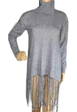 LOLA B Fringe Turtle Neck Sweater Sz S thumbnail 1